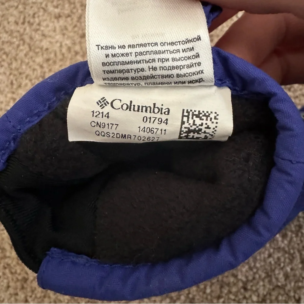 Columbia Infant Baby Zip Closure‎ Winter Snow Mittens Fleece Lined Blue